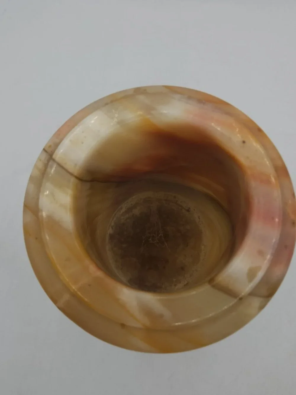 Vintage Cream and Brown Stone Marble Onyx Planter Decorative - 8